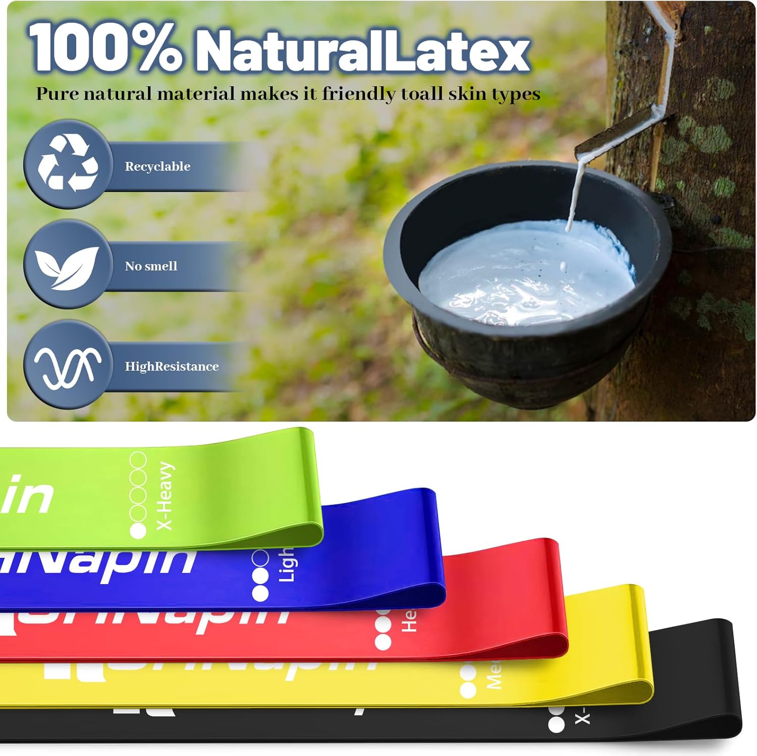 Resistance Bands 5-piece Set with User Guide and Carry Bag
